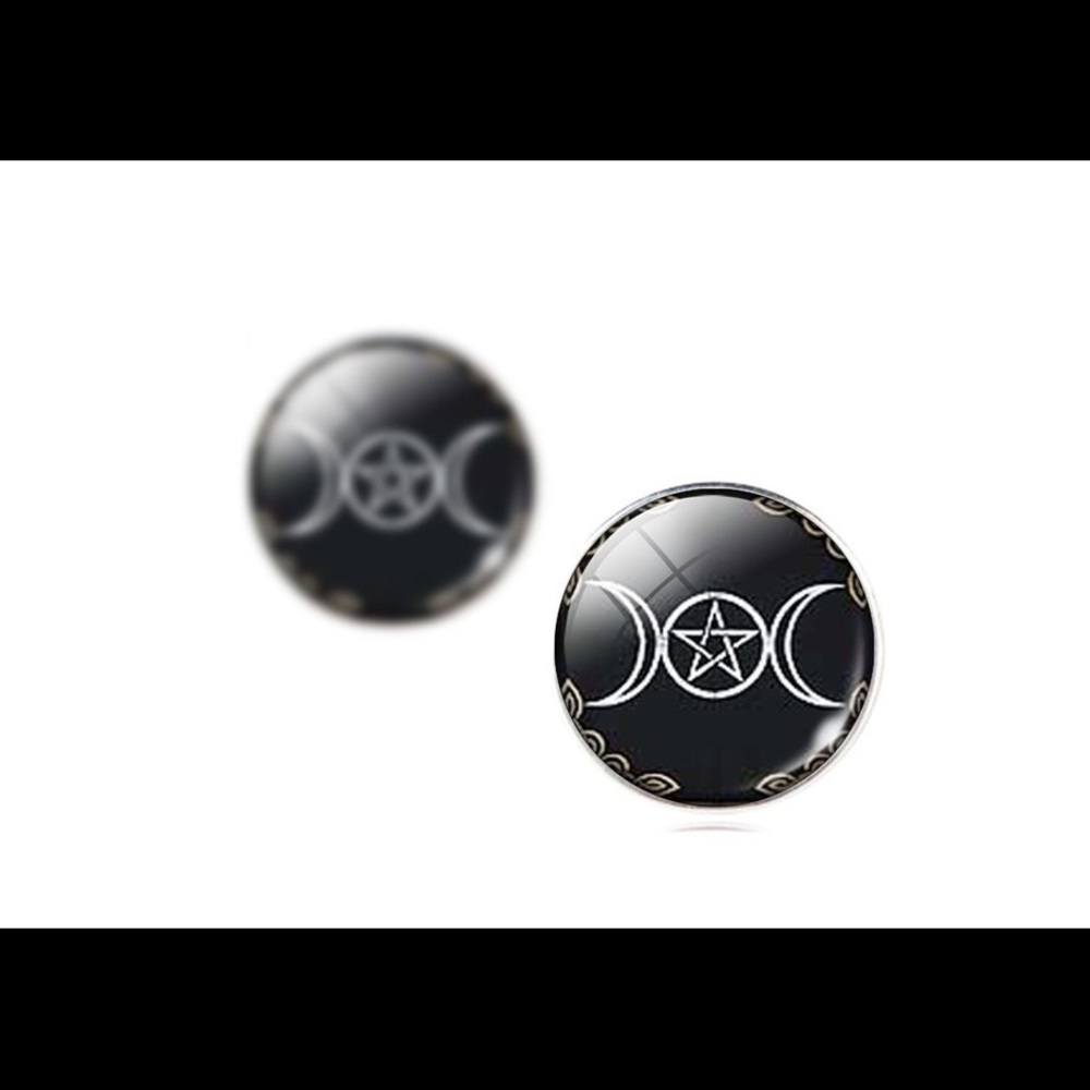 Triple moon goddess earrings